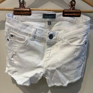 LUCY White Denim Shorts | Distressed Frayed Stretch | Size 10 Girls